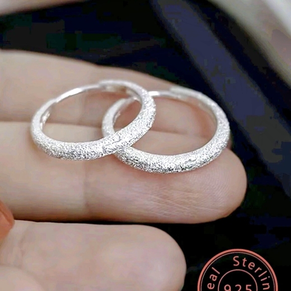Sterling Silver Hoop Earrings - Picture 1 of 2